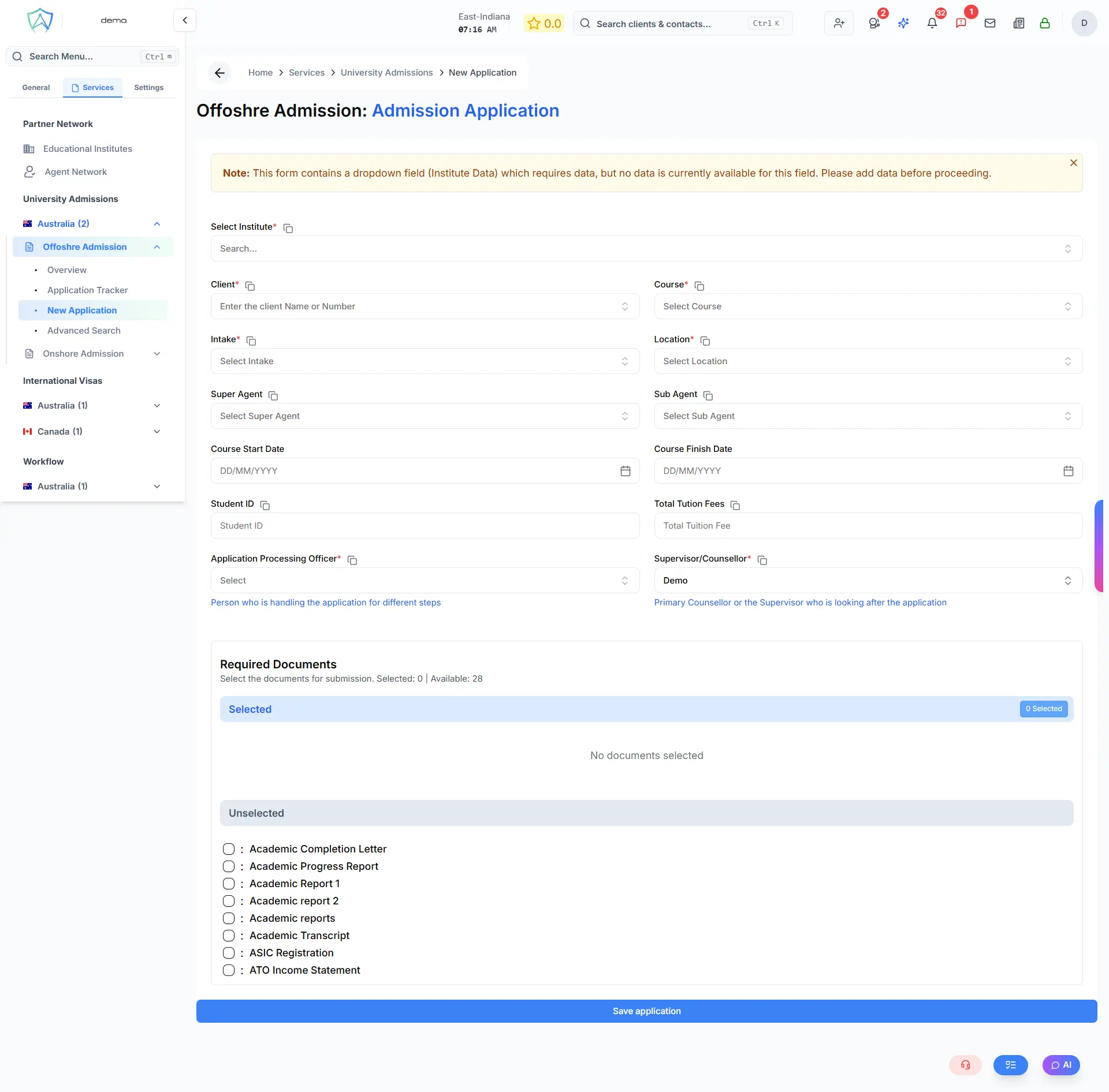 New Application Form
