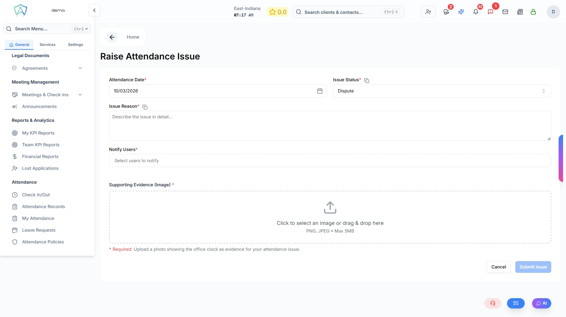  Raise Attendance Issues