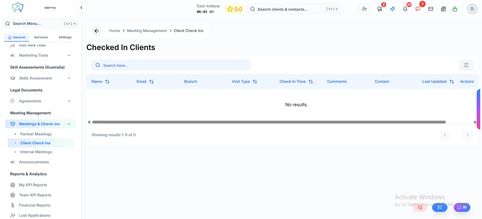 Client Check-Ins