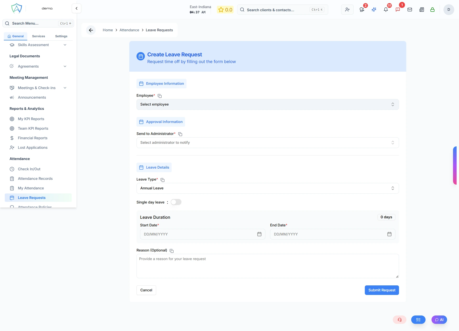 Create Leave Requests