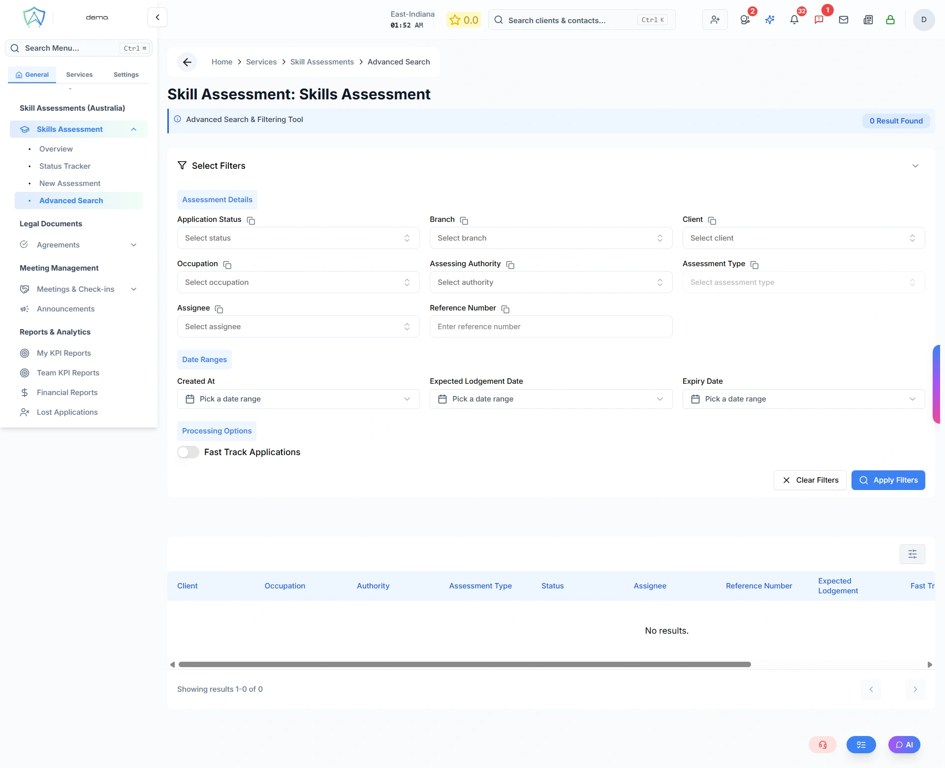 Advanced Search — Skill Assessments